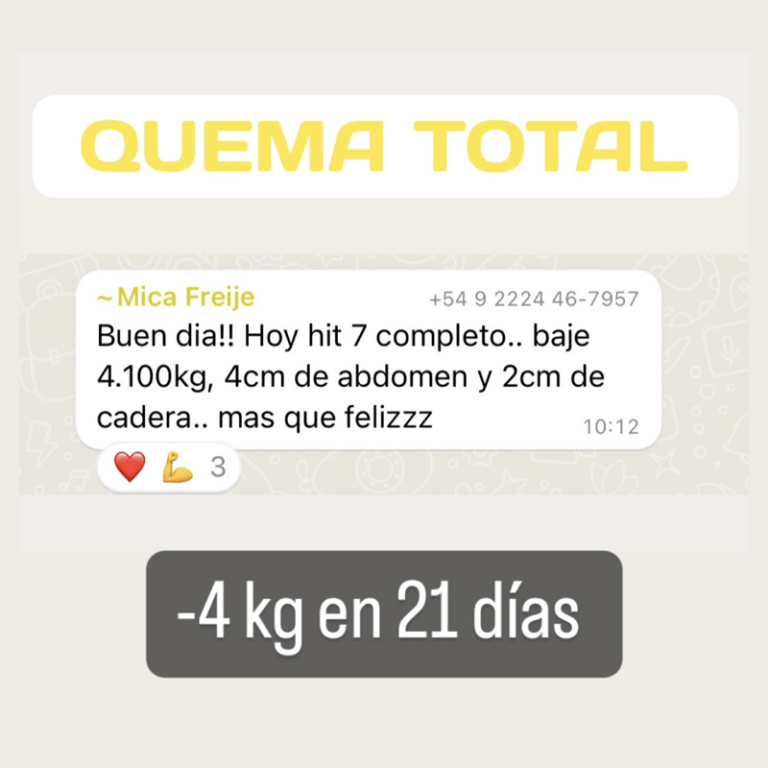 resultado entrenamiento quema total